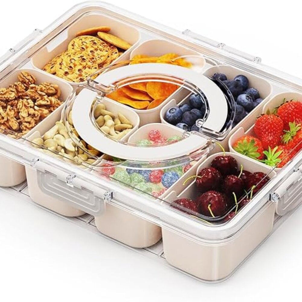 NIB- Divided Serving Tray with Lid and Handle